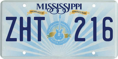 MS license plate ZHT216