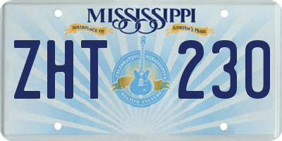 MS license plate ZHT230
