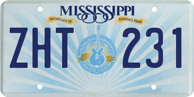 MS license plate ZHT231