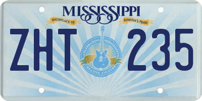 MS license plate ZHT235