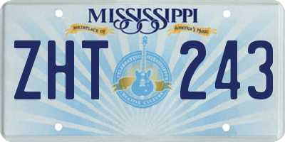 MS license plate ZHT243