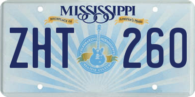 MS license plate ZHT260
