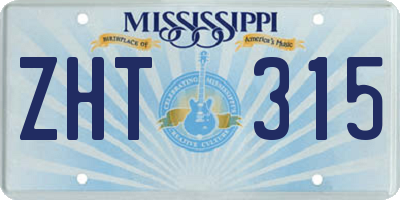 MS license plate ZHT315