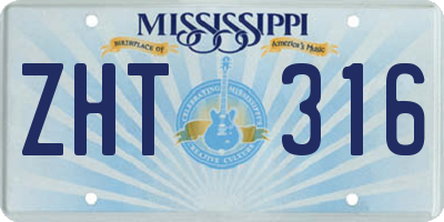 MS license plate ZHT316