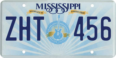 MS license plate ZHT456