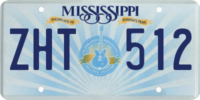 MS license plate ZHT512