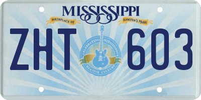 MS license plate ZHT603
