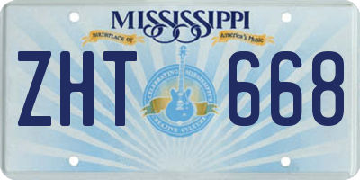 MS license plate ZHT668