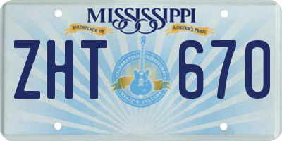MS license plate ZHT670