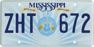 MS license plate ZHT672