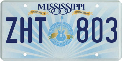 MS license plate ZHT803