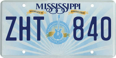 MS license plate ZHT840