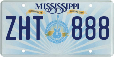 MS license plate ZHT888