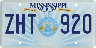 MS license plate ZHT920