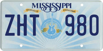 MS license plate ZHT980