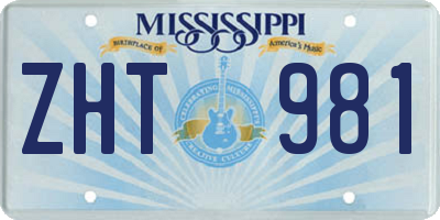 MS license plate ZHT981