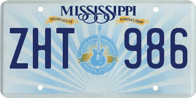 MS license plate ZHT986