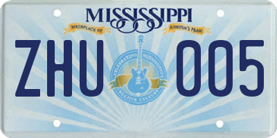 MS license plate ZHU005