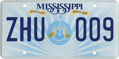 MS license plate ZHU009