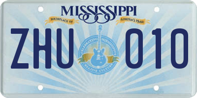 MS license plate ZHU010