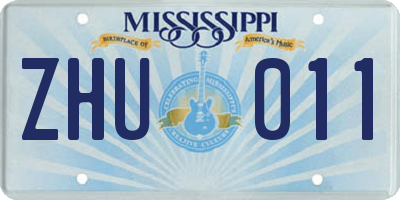 MS license plate ZHU011