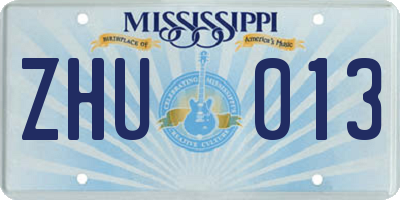 MS license plate ZHU013
