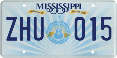 MS license plate ZHU015