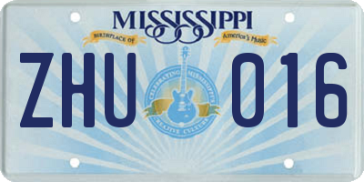MS license plate ZHU016