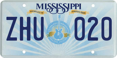 MS license plate ZHU020