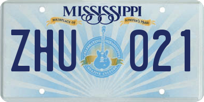 MS license plate ZHU021