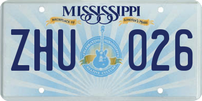 MS license plate ZHU026