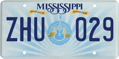 MS license plate ZHU029