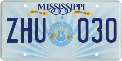 MS license plate ZHU030