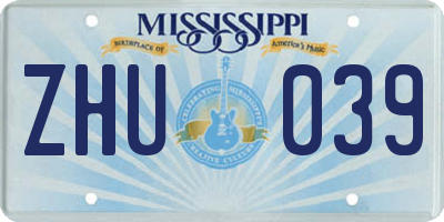 MS license plate ZHU039