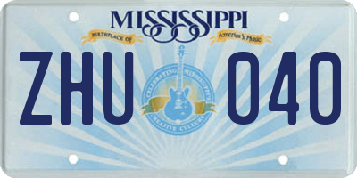 MS license plate ZHU040
