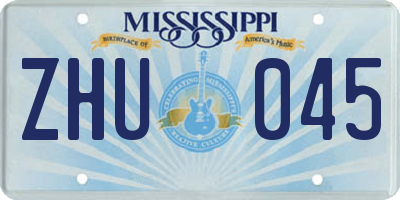MS license plate ZHU045