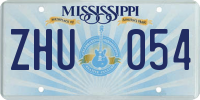 MS license plate ZHU054