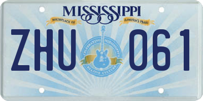 MS license plate ZHU061