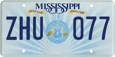 MS license plate ZHU077