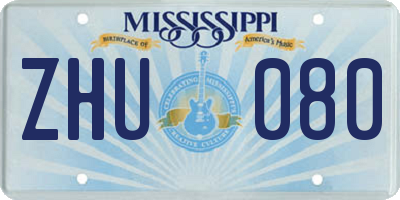 MS license plate ZHU080