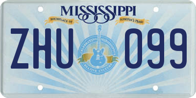 MS license plate ZHU099