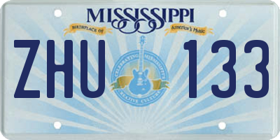 MS license plate ZHU133