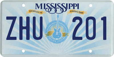 MS license plate ZHU201