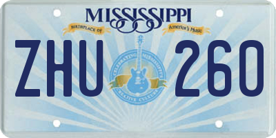 MS license plate ZHU260