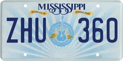 MS license plate ZHU360