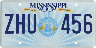 MS license plate ZHU456