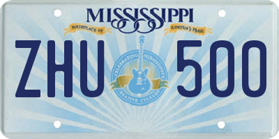 MS license plate ZHU500