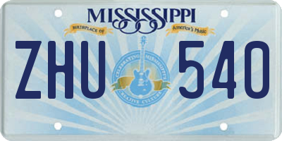 MS license plate ZHU540