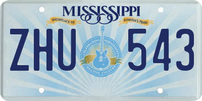 MS license plate ZHU543