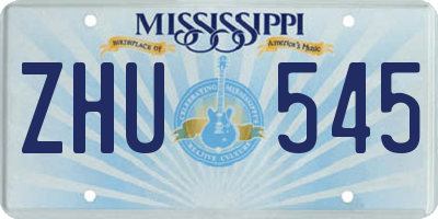 MS license plate ZHU545